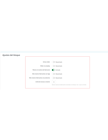 todas las opciones de configuración