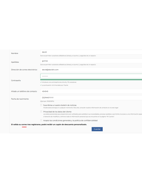 texto en registro
