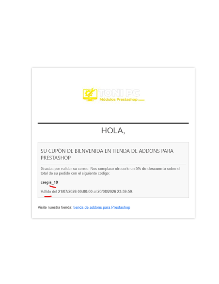 2o email con cupón
