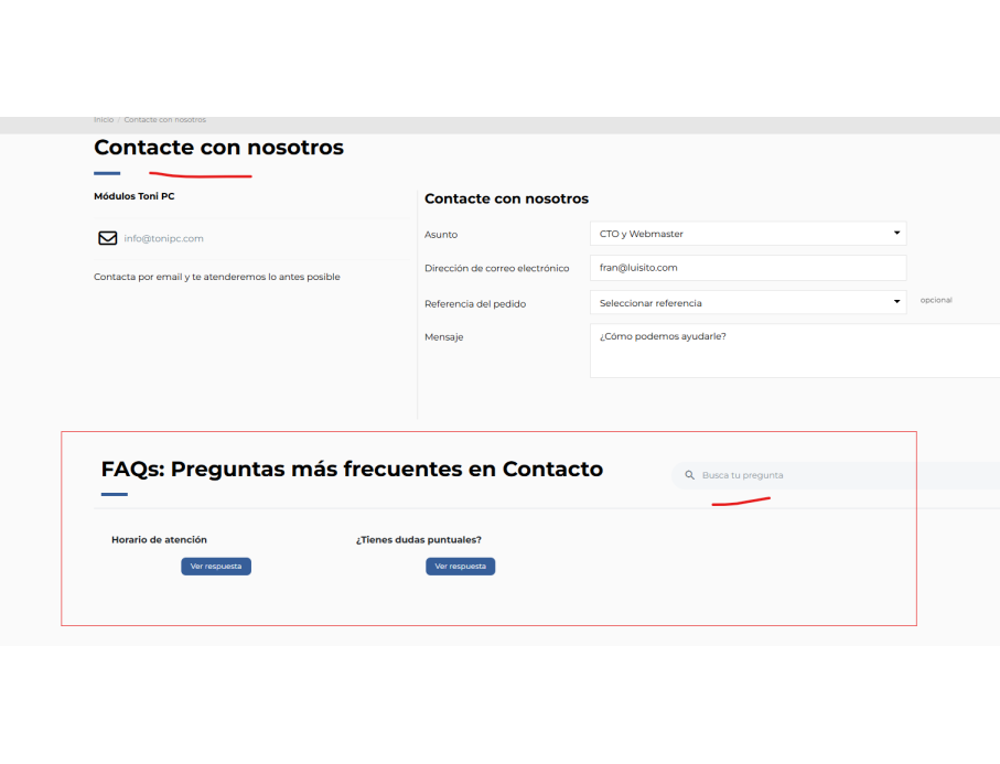 como se ven las de contacto en esa página