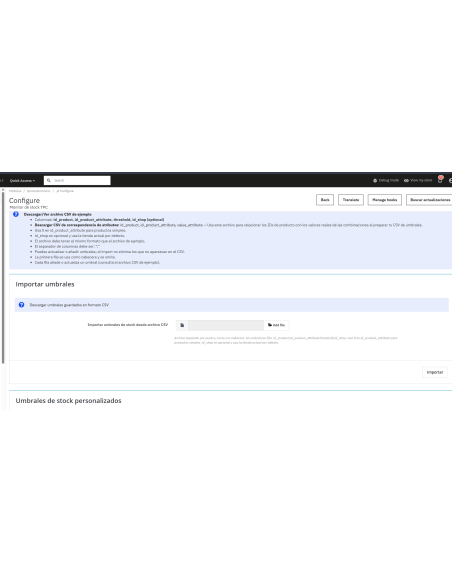opciones del importador por csv