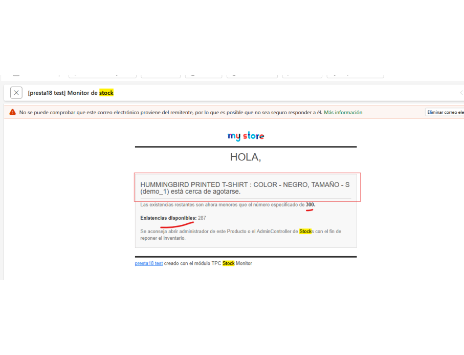 E-mail que recibe el administrador o administradores que configuras