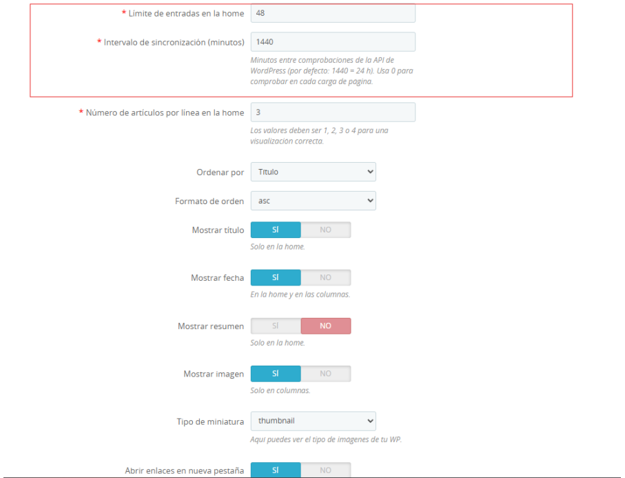 Opciones config2