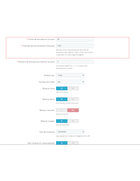 Opciones config2