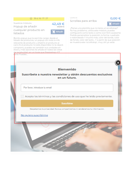 modal en Home Mobile
