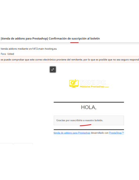 email de confirmación si escoges no validar correo