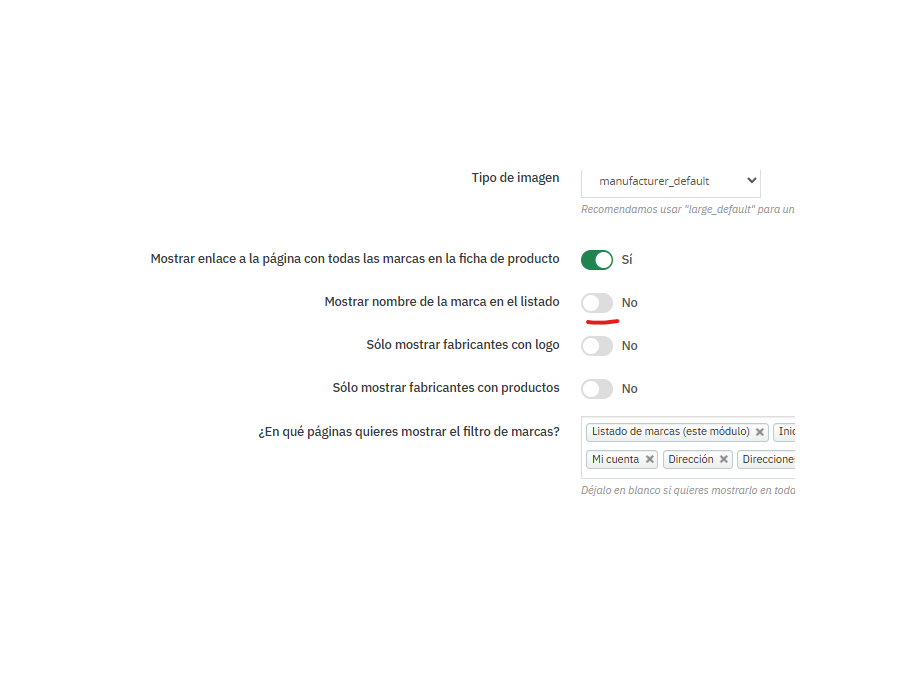 Ejemplo quitar nombre marca en nueva página