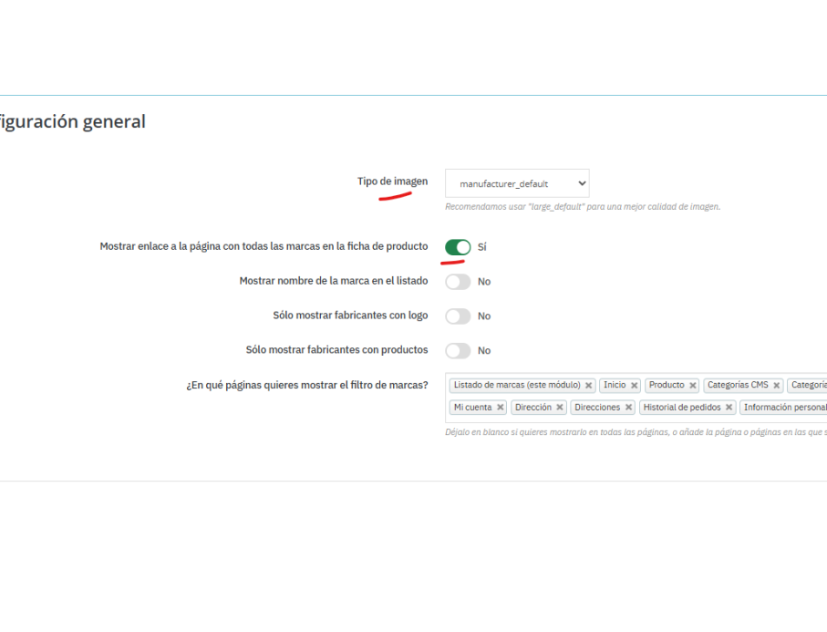 También opción de mostrar marca en productSheet