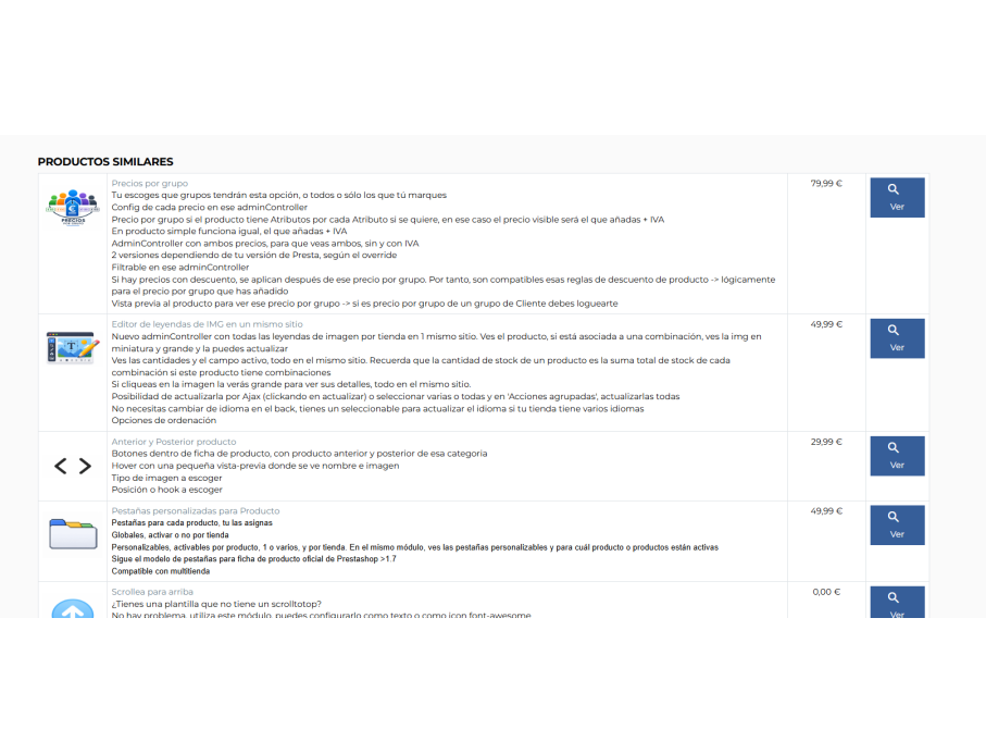 Relaciona productos o Productos similiares a tu gusto | Módulos Toni PC