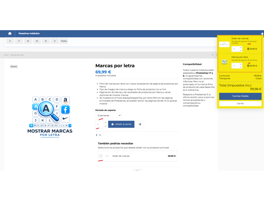 Compra también, añadelos con tu producto principal  | Módulos Toni PC
