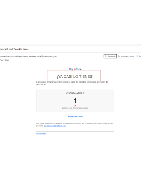 e-mail personalizado de aviso en el pedido 9