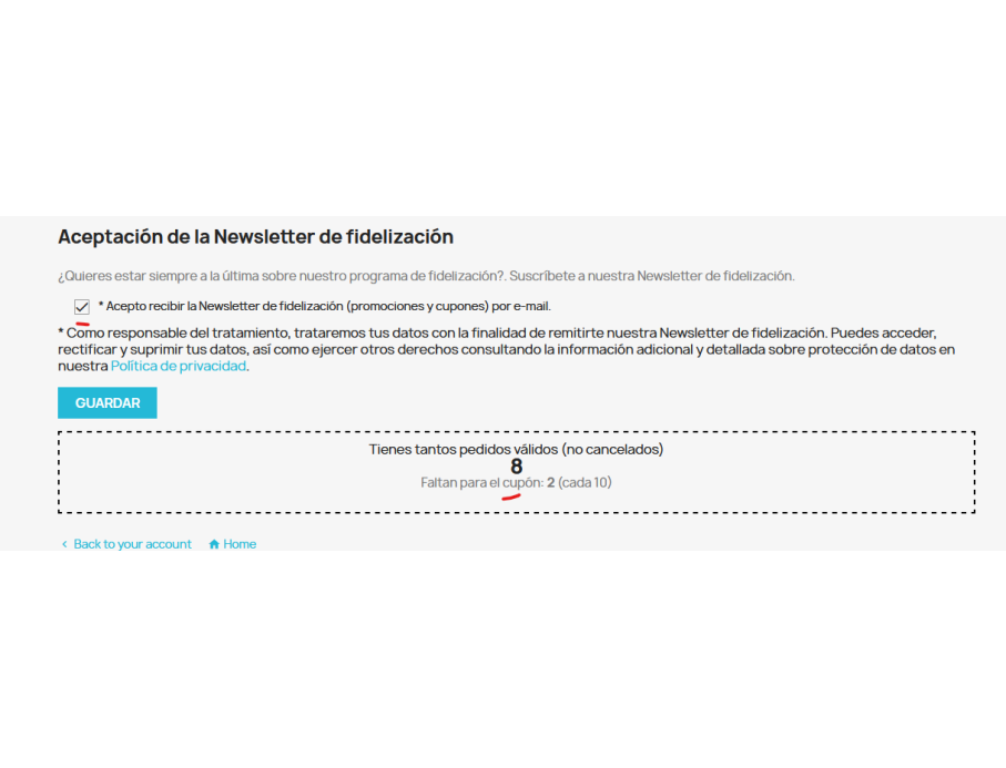 el cliente puede ver cuantos pedidos le quedan o desistir