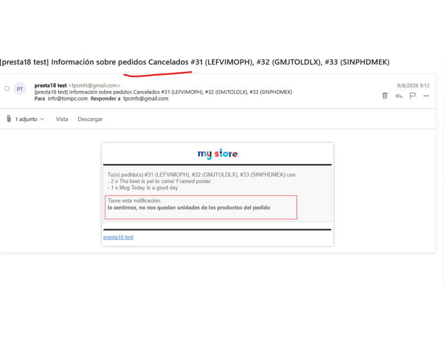 1 de los emails enviados