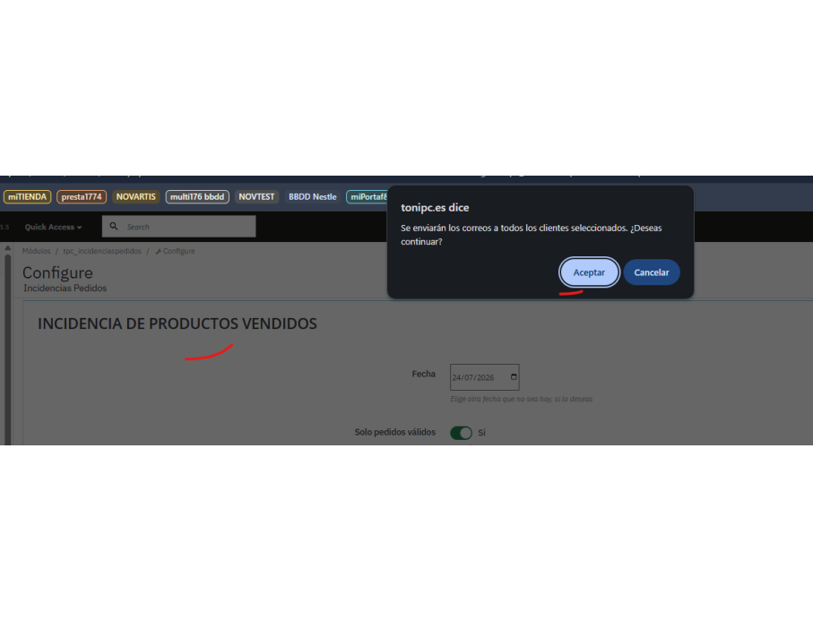 siempre un warning de confirmación