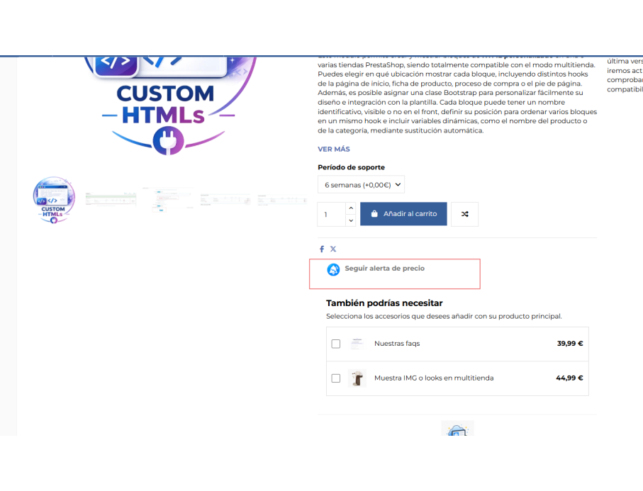 seguir alerta de precio de producto
