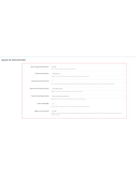 opciones de config Admin