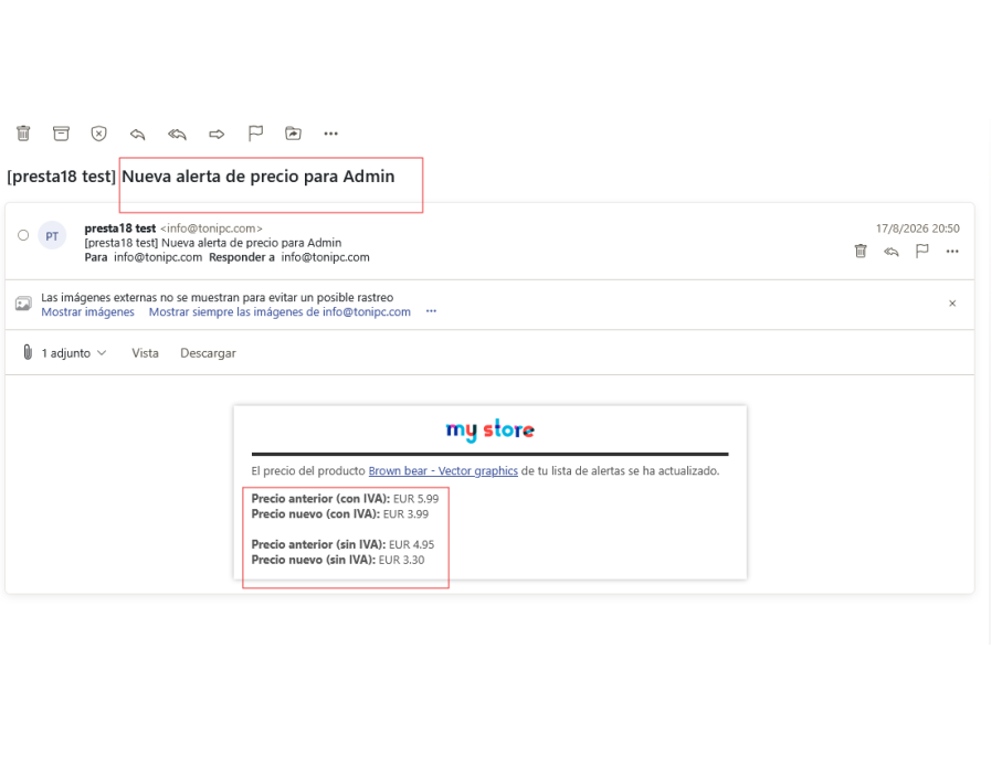 email enviado al Admin, el del cliente es el mismo (cambia el asunto)