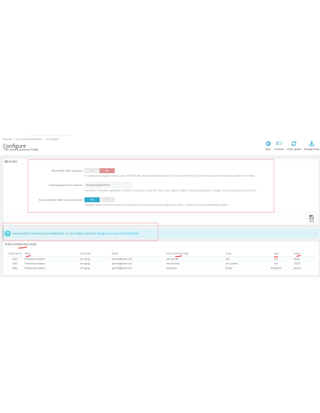 opciones de config extracustomerfields y renderList, info extra de clientes