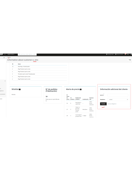 admin puede añadir la info en adminCustomers también