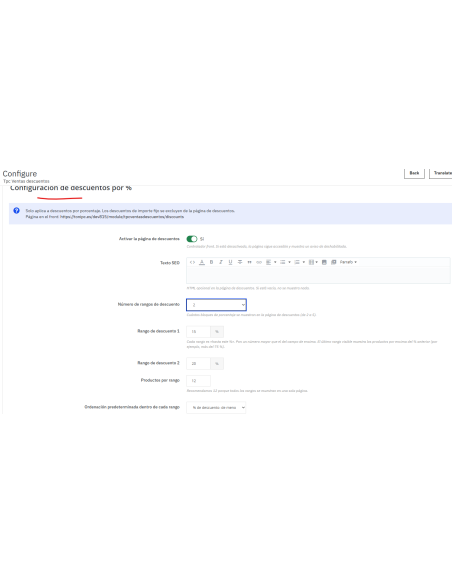 config. descuentos
