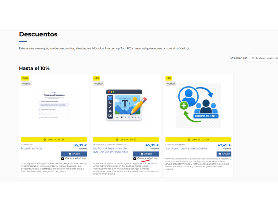 página descuentos por porcentaje