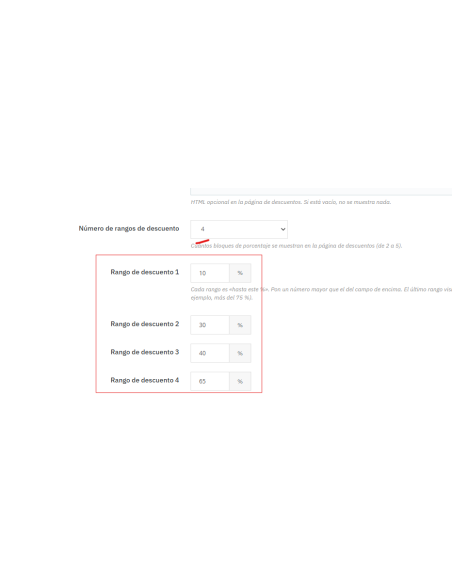 rangos de descuentos configurables