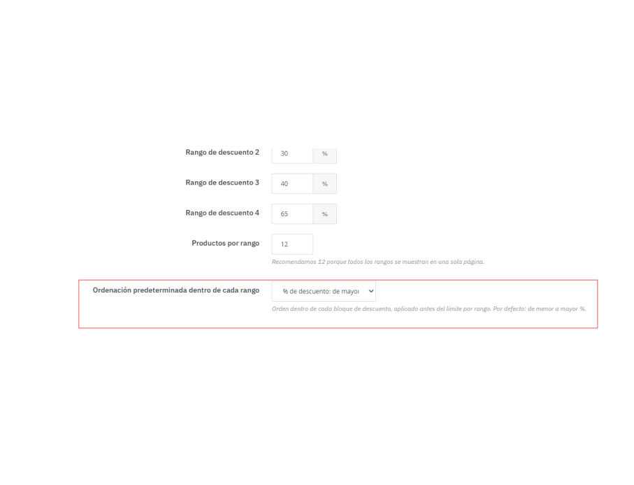 administrador escoge ordenación predeterminada