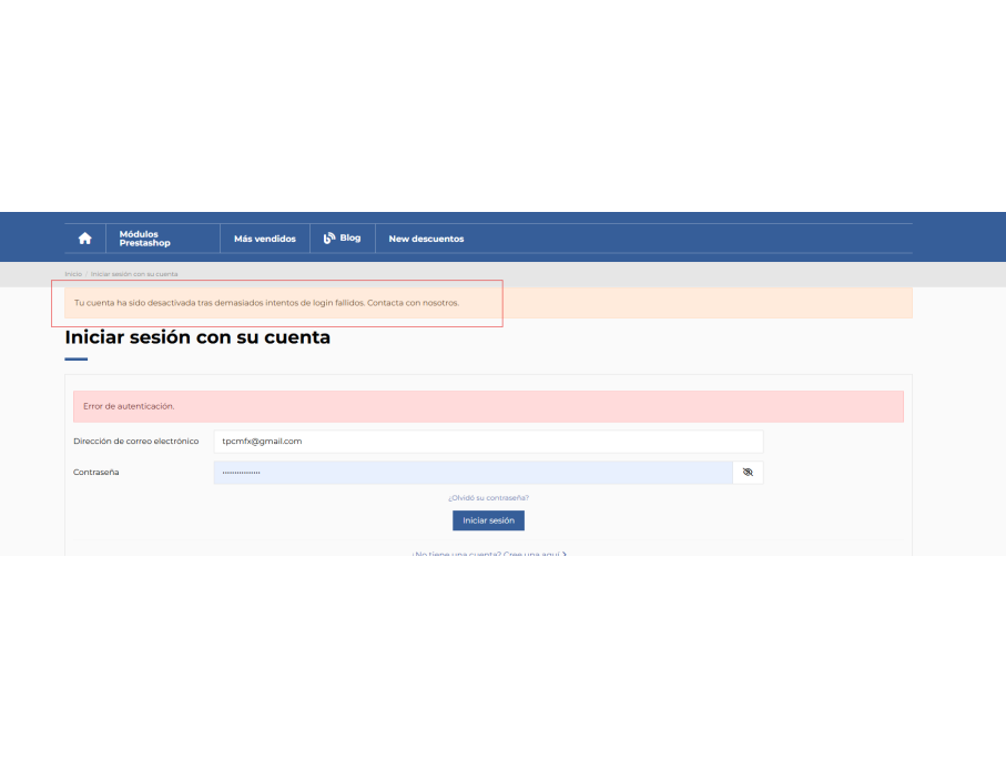 Al quinto del día, bloqueo de cuenta