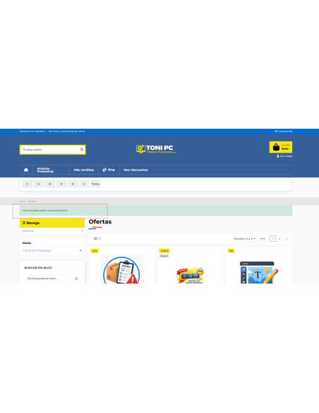 Redirect a la página y mensaje mostrado