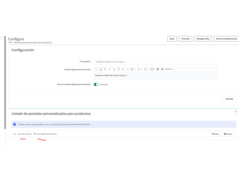 una vez asignado, el config. te dice que producto o productos lo tiene