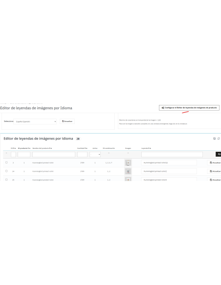 botón para configurar leyendas con varias opciones