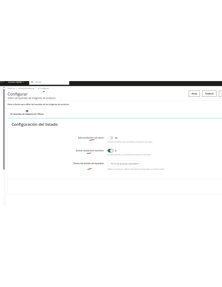 opciones del config de editor leyendas