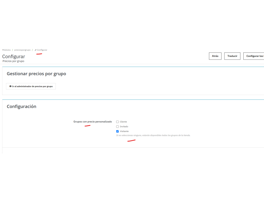 escoge grupos cliente que tendrás esta opción sino todos