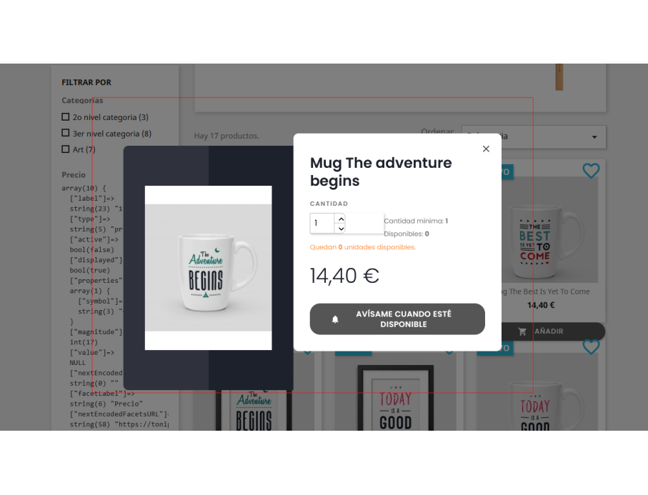 addtocart diseño cantidad 0