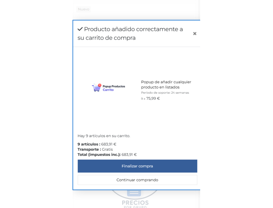 addtocart después de añadir salta modal de tu plantilla