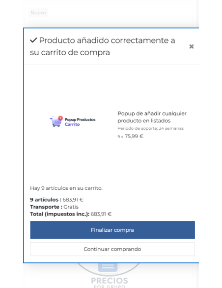 addtocart después de añadir salta modal de tu plantilla