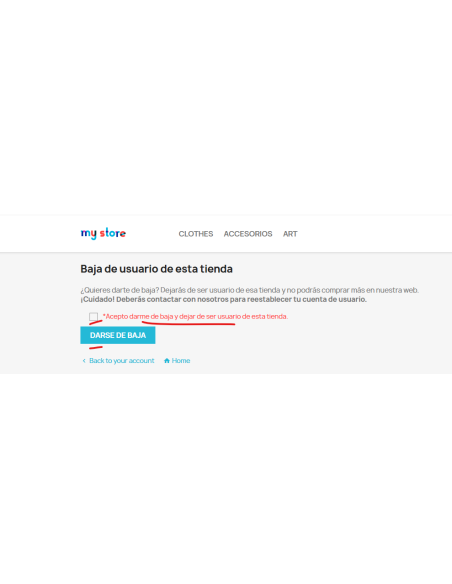 consentimiento para darse de baja